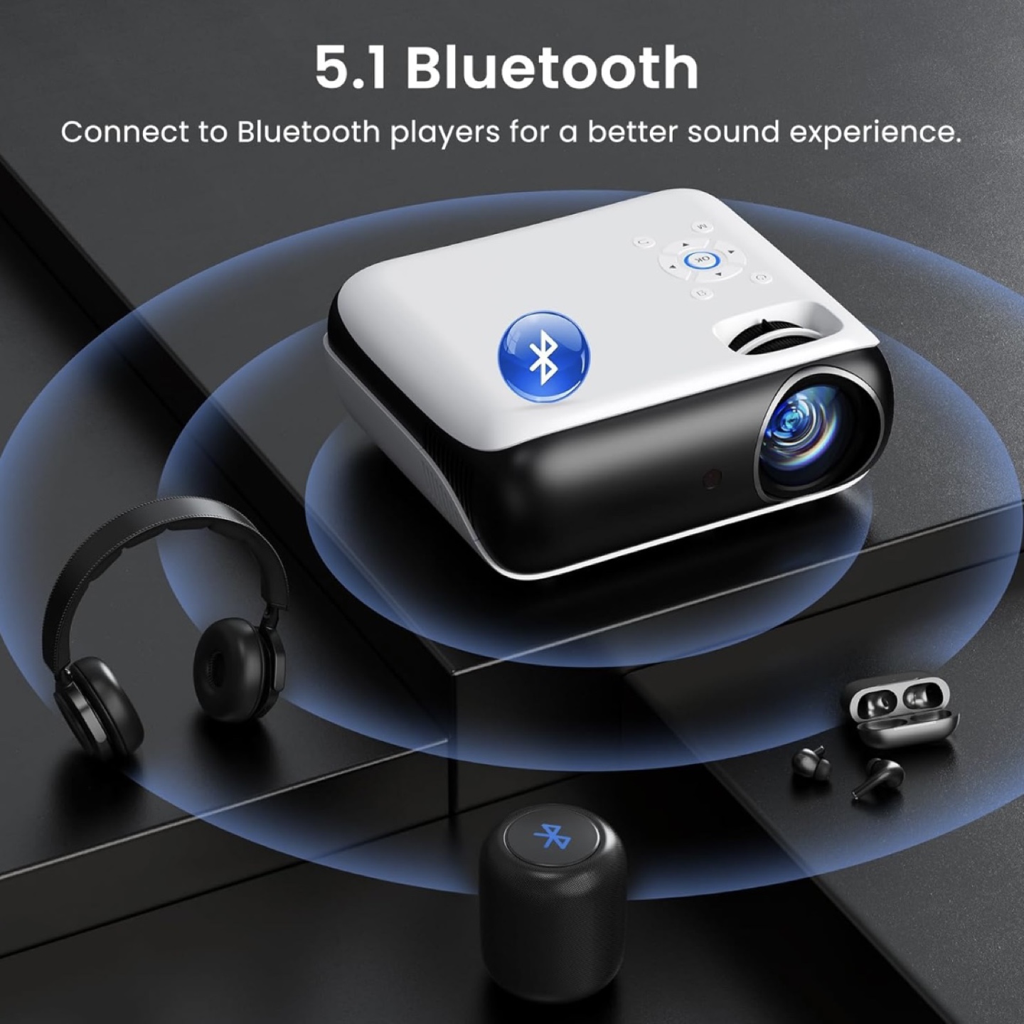 HAPPRUN 1080P Bluetooth Projector, with Box (Bought for CAD 180) - photo 5