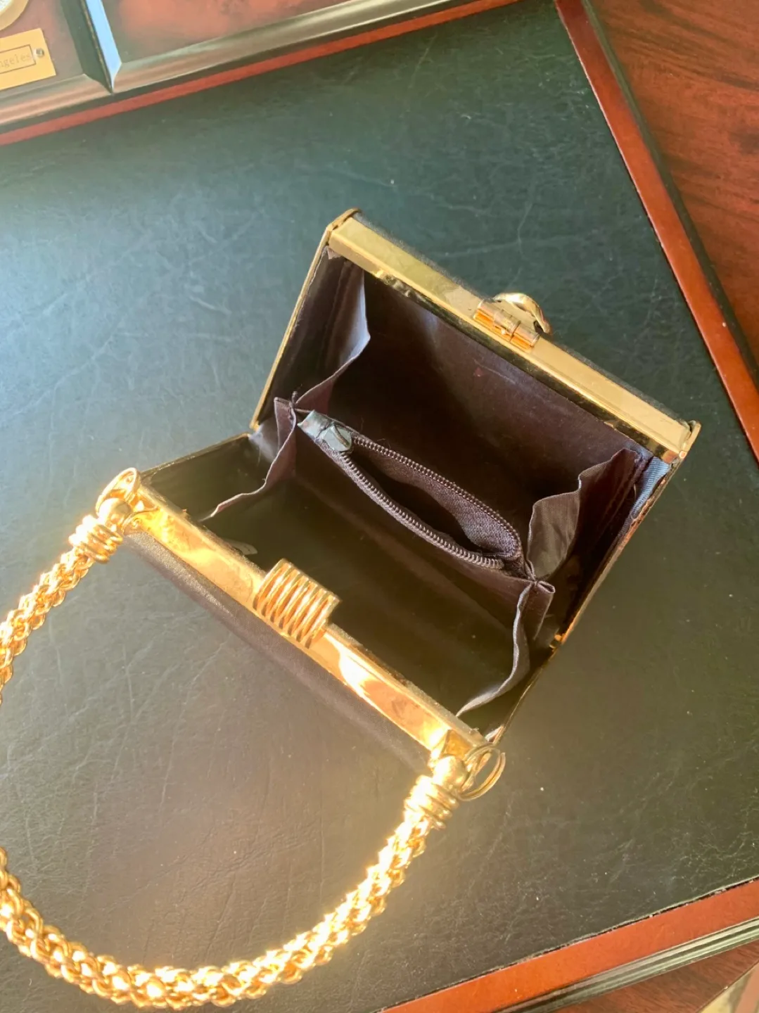 Adorable Black Evening Bag with Gold Chain Handle image indicator(4)