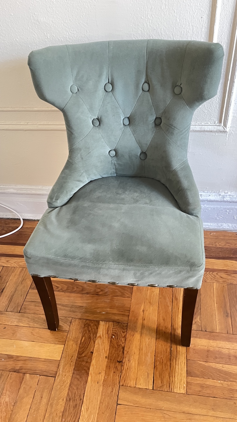 Elegant Accent Chair - Tufted, Sage Green Velvet