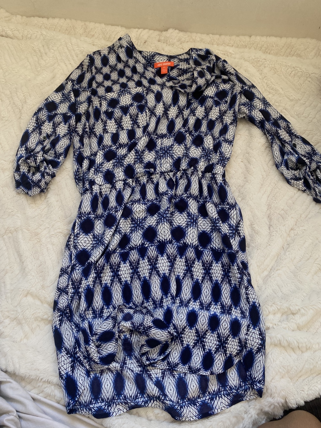 Joe Fresh Blue and White Printed Dress