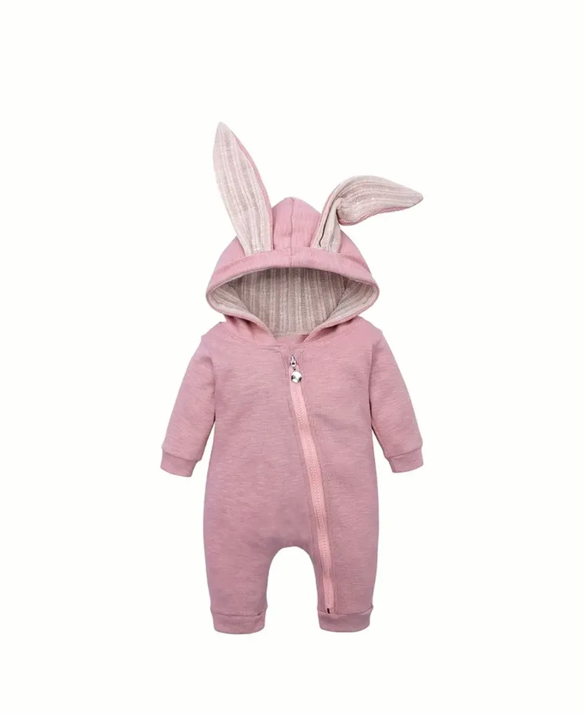 Infant Baby Girl Bunny Ear Zip Up Romper Jumpsuit thumbnail