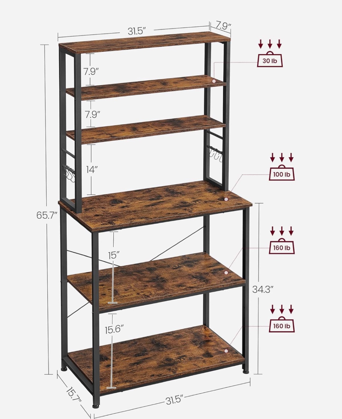 VASAGLE Coffee Bar, Baker’s Rack for Kitchen with Storage - photo 5
