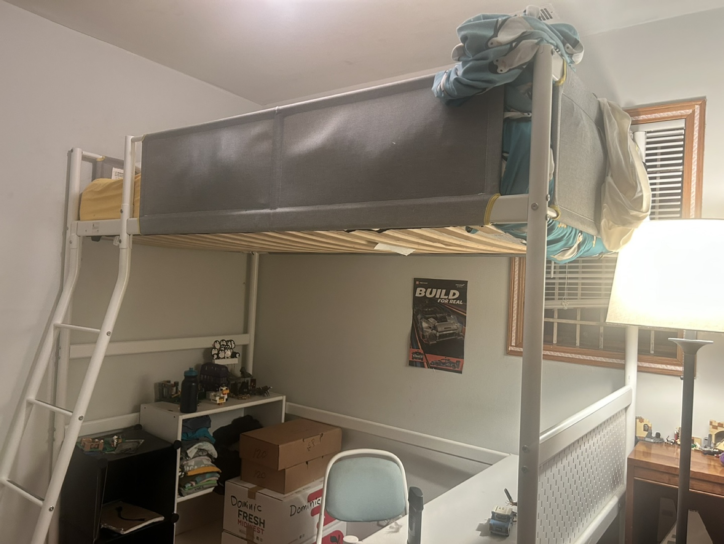 White IKEA Loft Bed with Desk & Chair - photo 2
