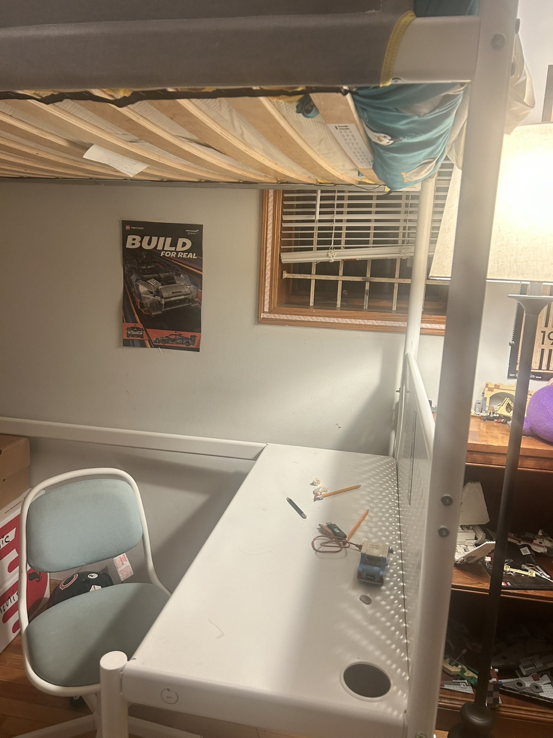 White IKEA Loft Bed with Desk & Chair - photo 3