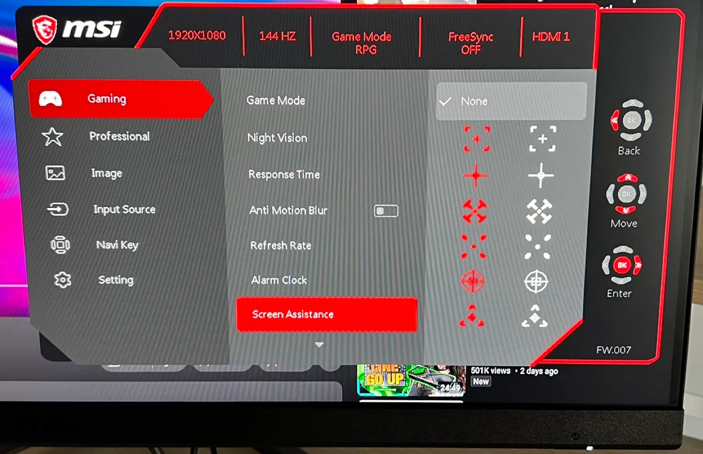 Amazing condition gaming monitor with a 144 hz at 27” image indicator(9)