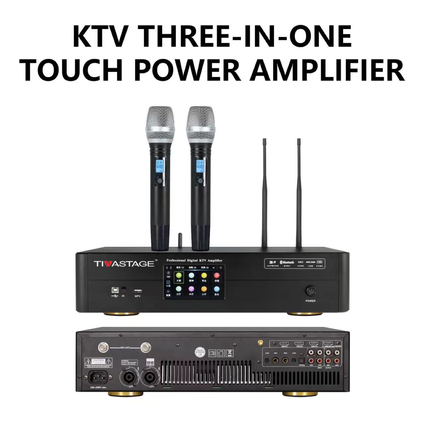 KTV Three-in-One Touch Power Amplifier with Two Wireless Mic - photo 3