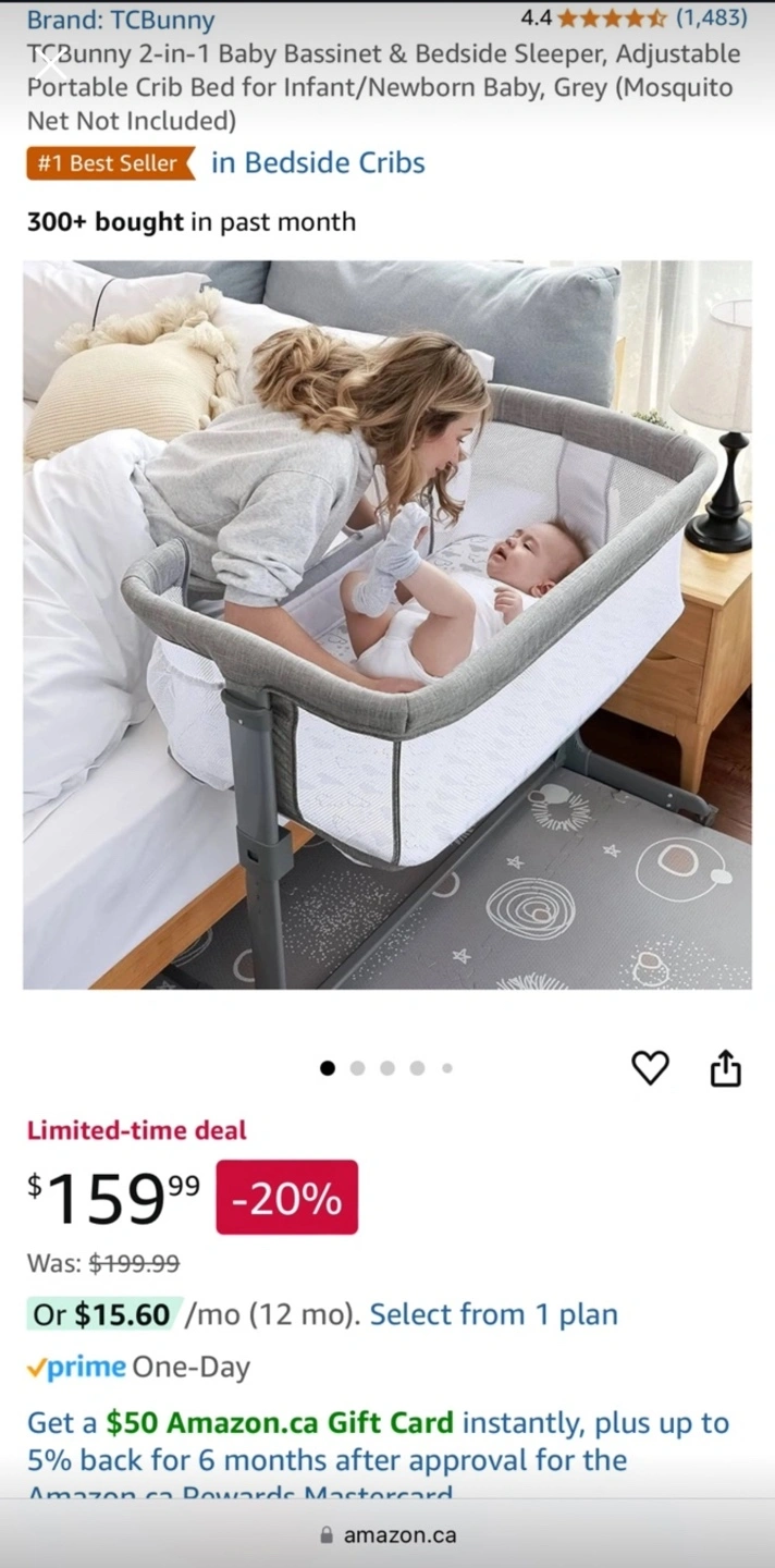 TCbunny 2-in-1 Baby Bassinet & Bedside Sleeper Karrot