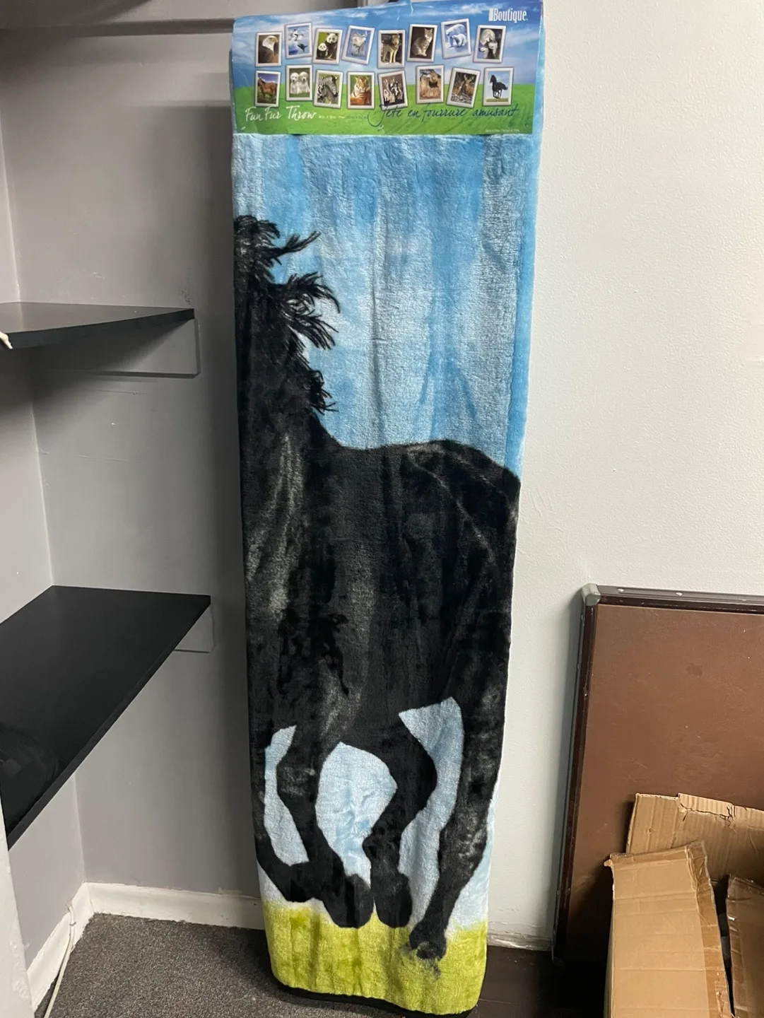 Black Horse Fleece Throw Blanket