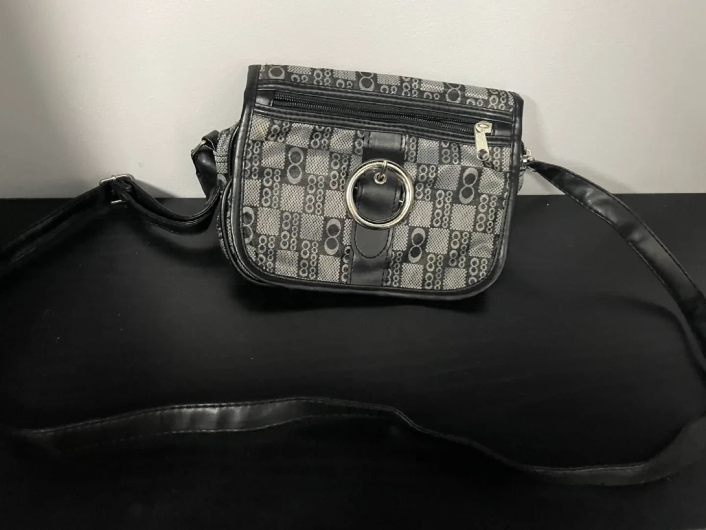 Grey and Black Crossbody Bag