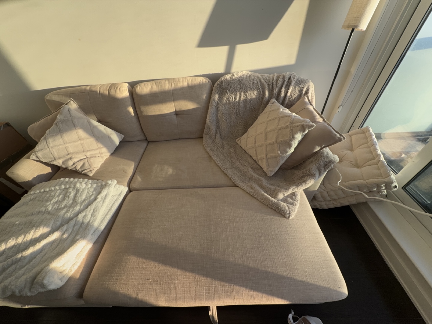 Beige Sectional Sofa with Chaise Lounge - photo 2