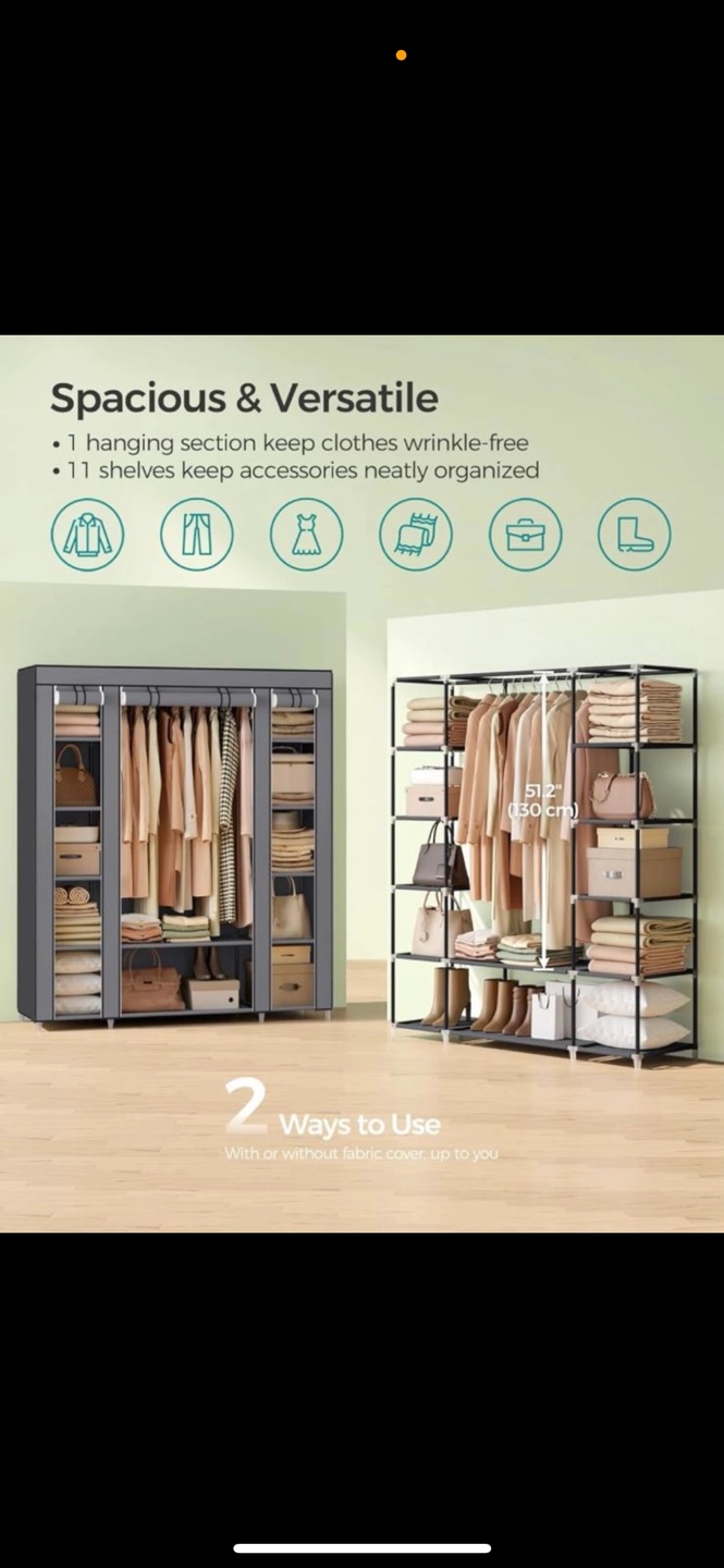 Portable Fabric Wardrobe Closet Organizer - photo 3