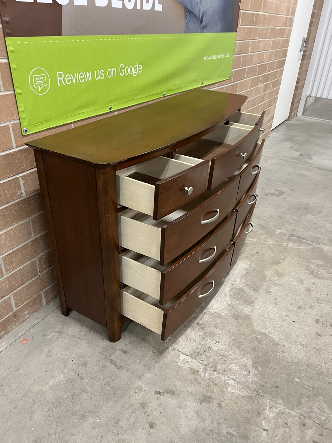 Curved Wood Dresser with 9 Drawers - photo 3