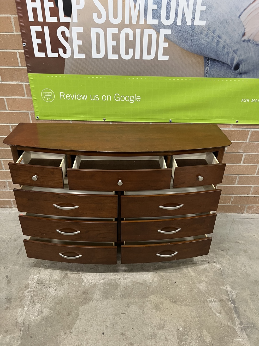Curved Wood Dresser with 9 Drawers - photo 5
