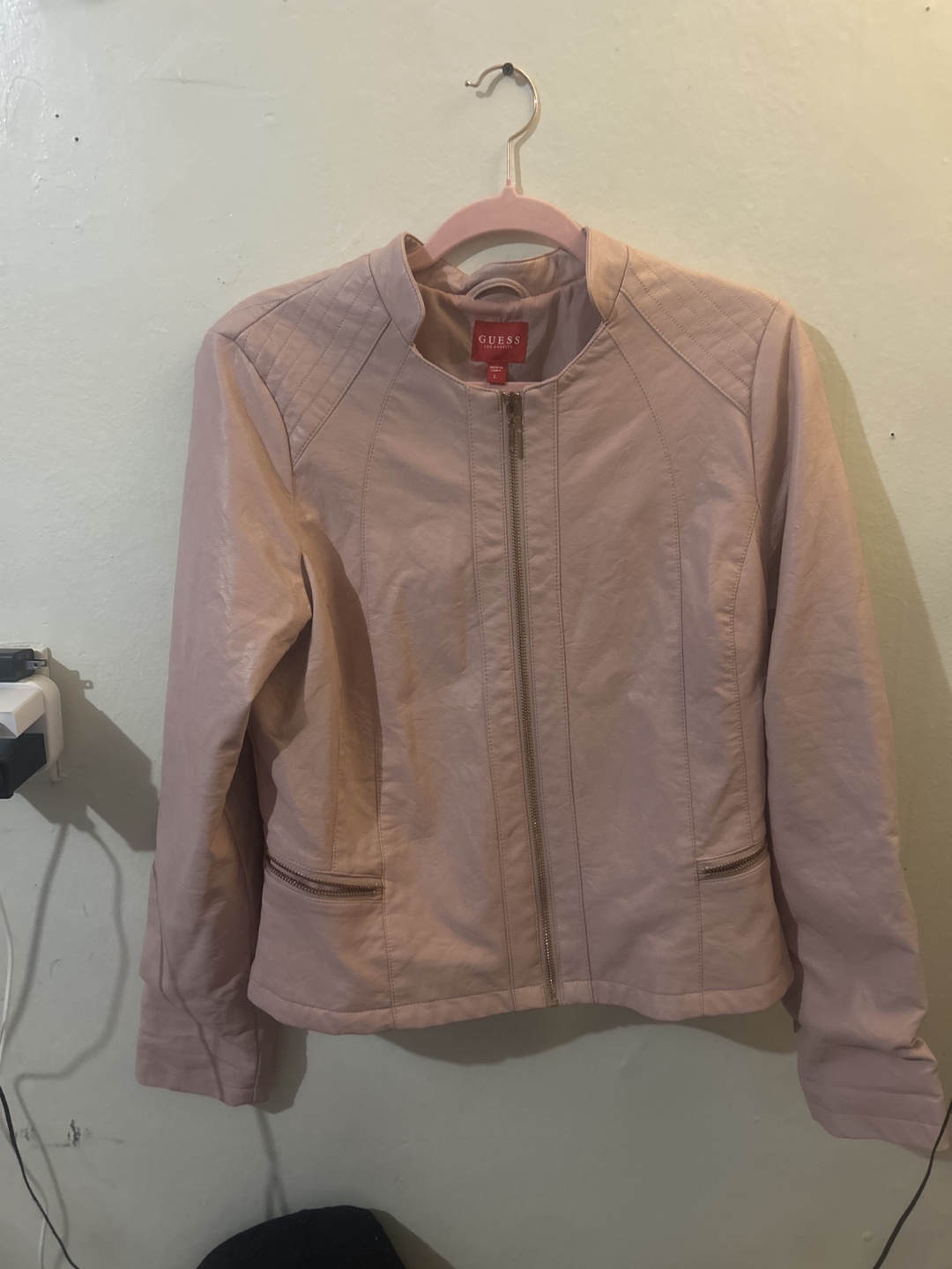 Pink Guess Faux Leather Jacket