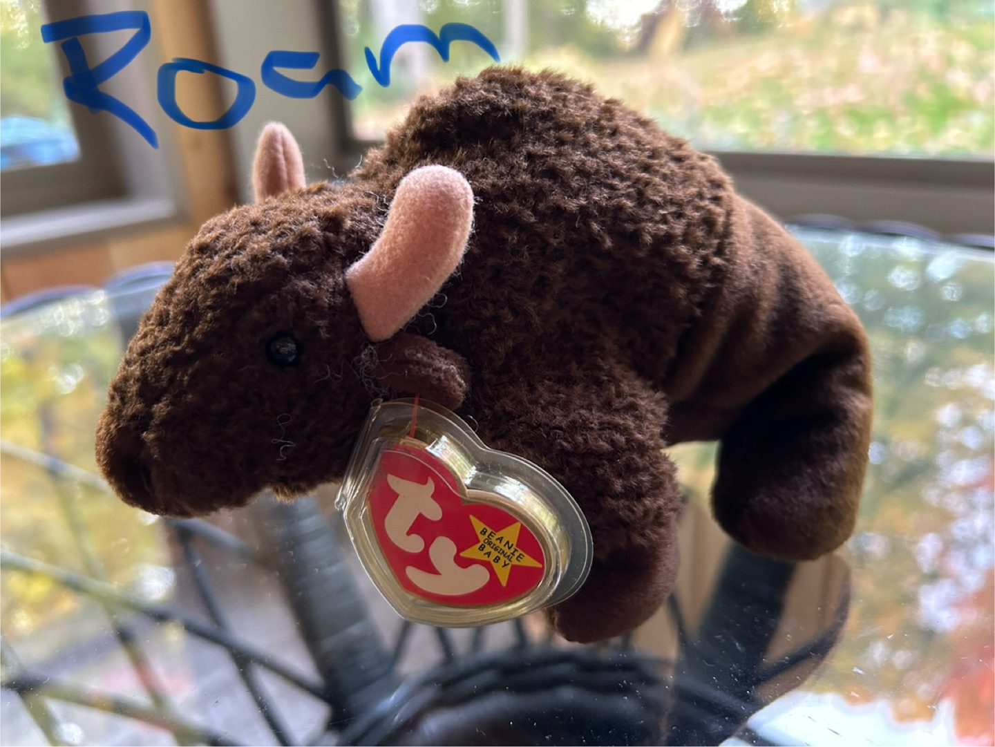 Ty Beanie Babies:  Dragon, Bison, Unicorn, Pug, and Husky