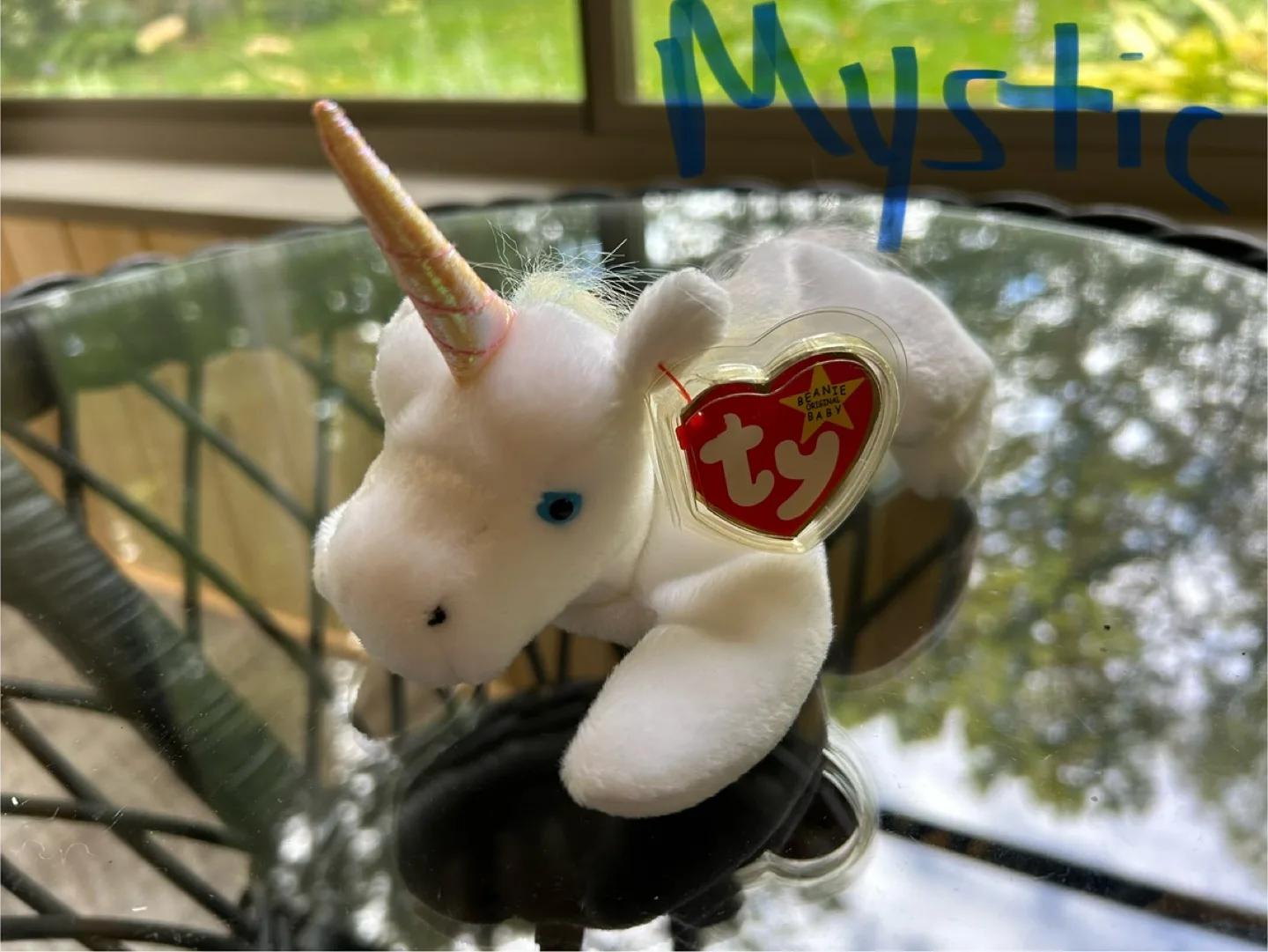 Ty Beanie Babies:  Dragon, Bison, Unicorn, Pug, and Husky image indicator(5)