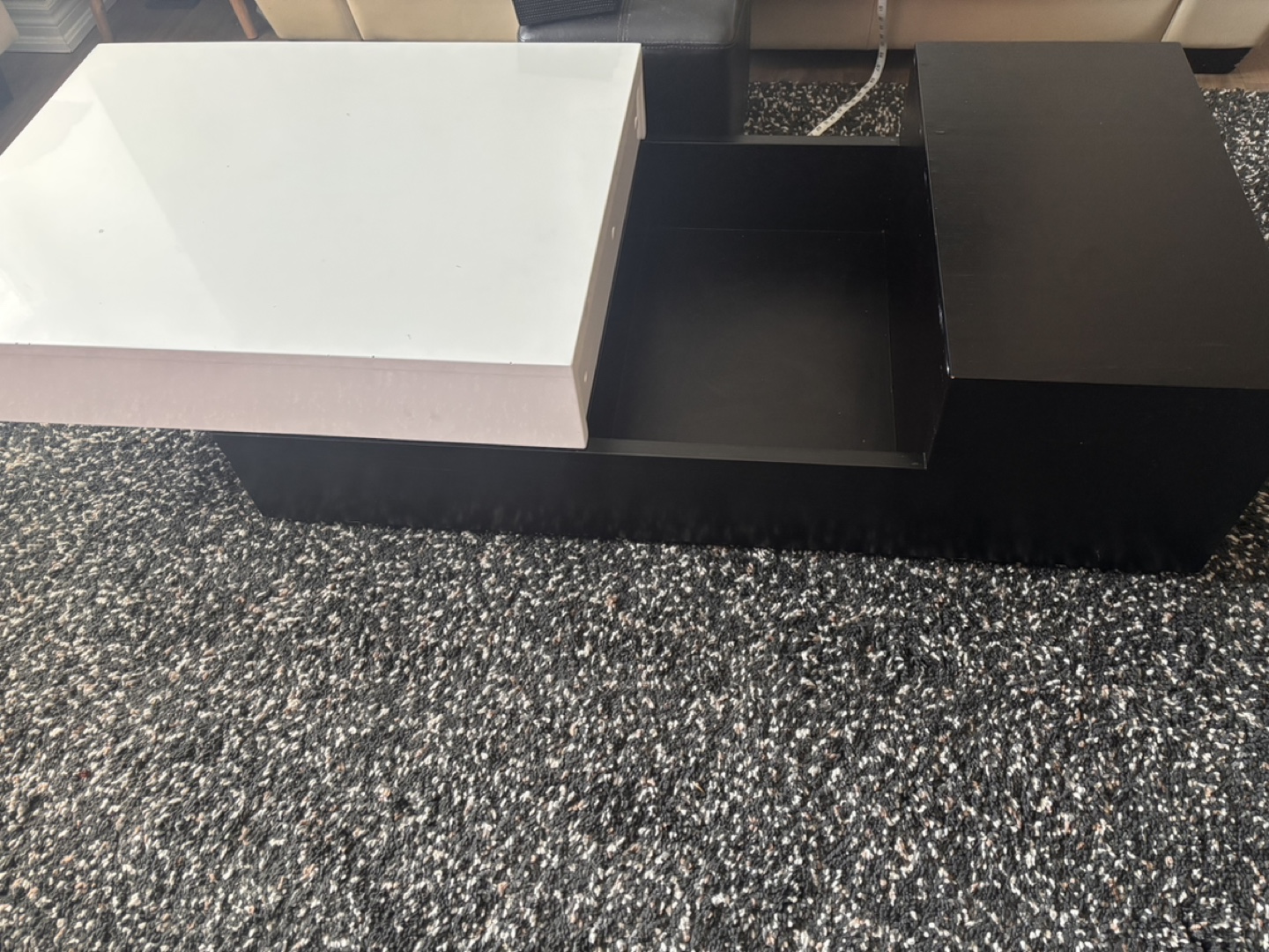Modern Black and White Coffee Table with Storage - photo 2
