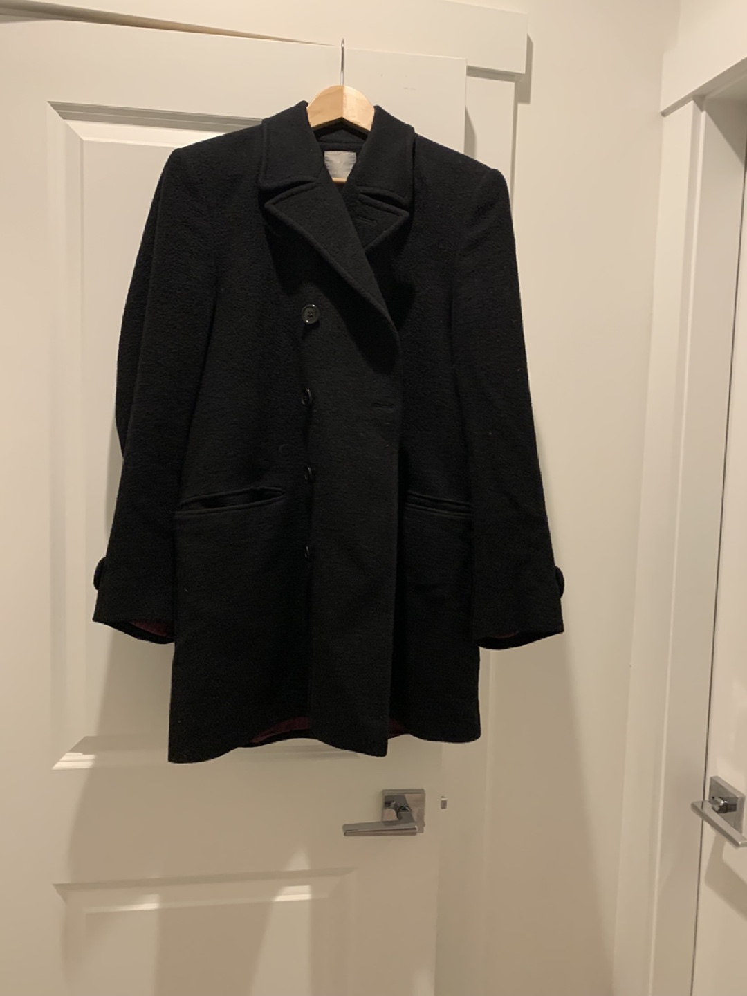 Alberto Verdi Black Double-Breasted Peacoat