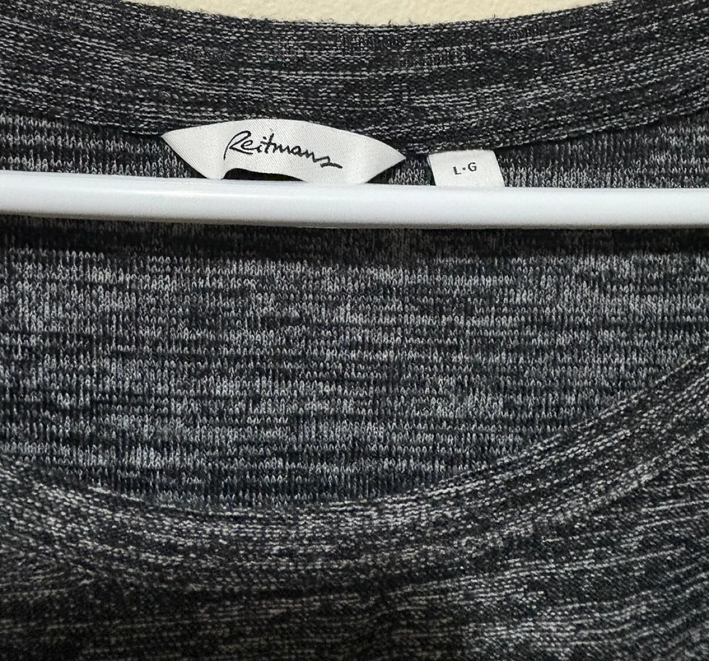 Reitmans Grey Heathered 3/4 Sleeve Blouse - Size Large image indicator(3)