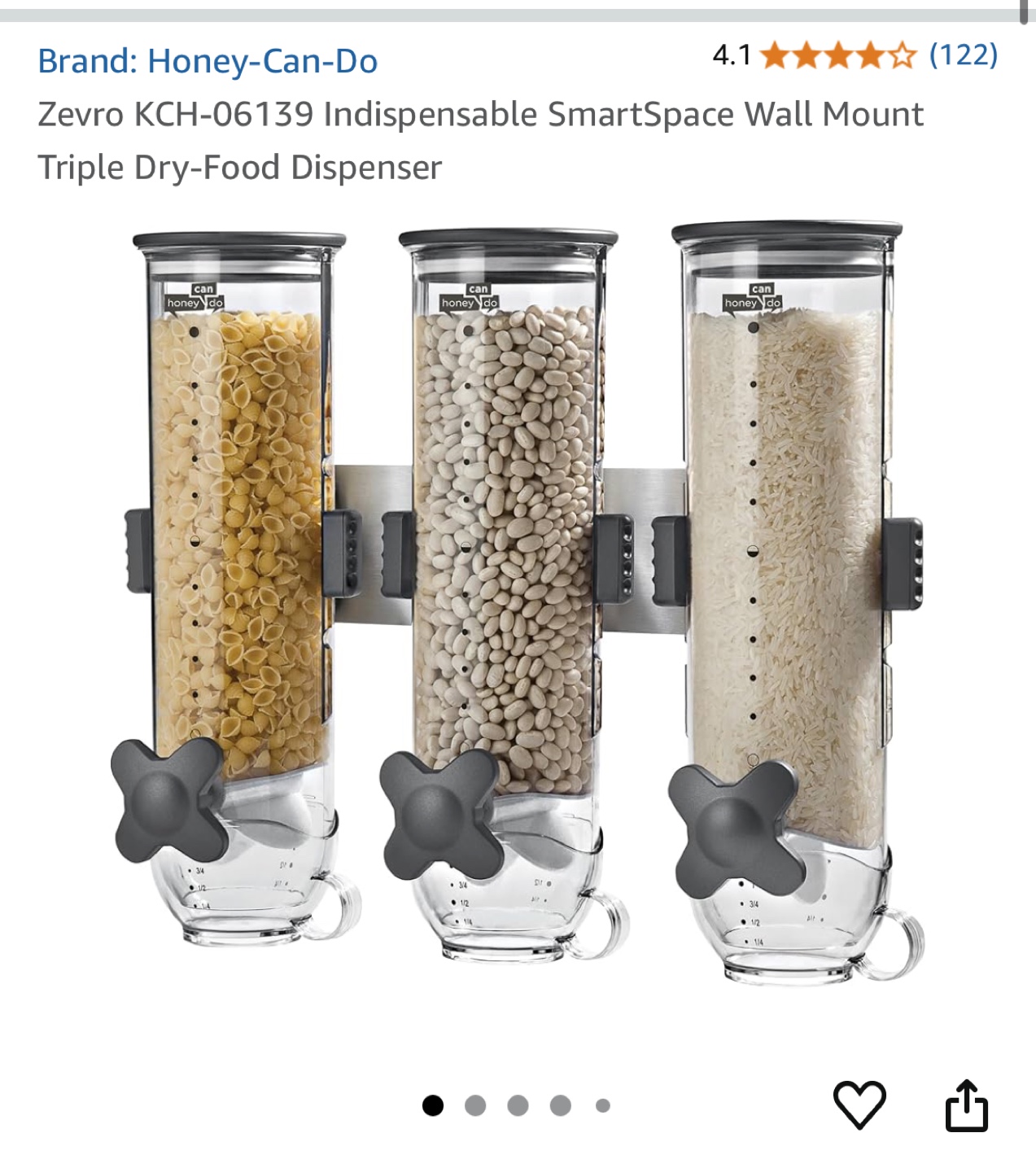 Zevro Triple Dry-Food Dispenser Wall Mount