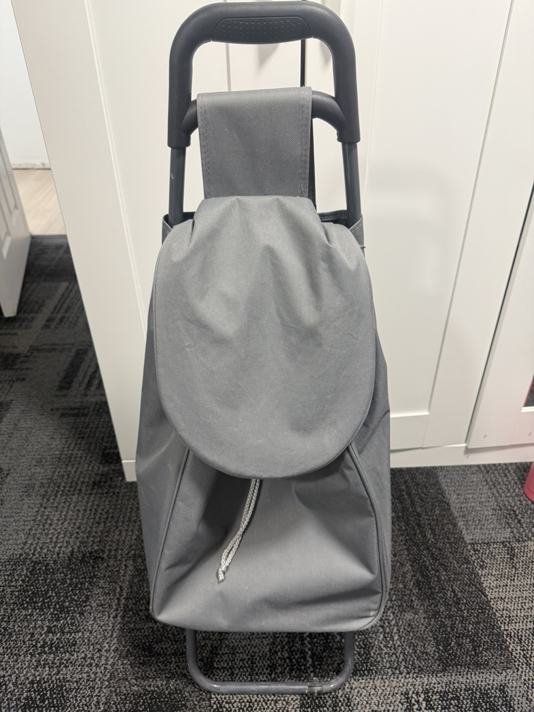 Grey Shopping Cart with Foldable Handle