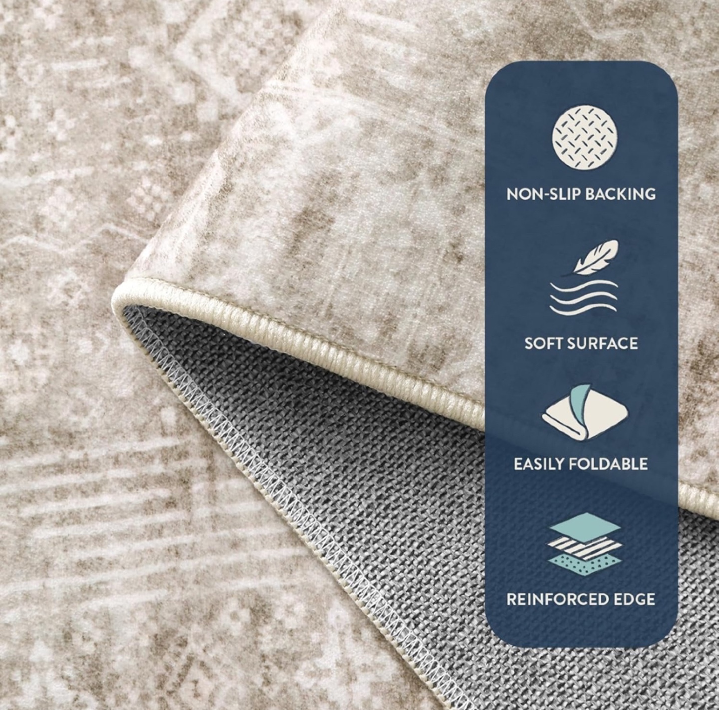 Beige Area Rug - Soft, Non-Slip, and Easily Foldable - photo 3