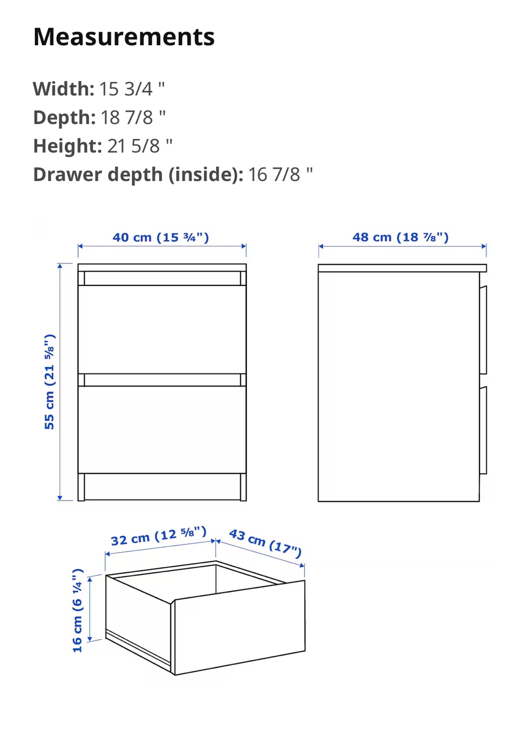 Ikea Malm White Two-Drawer Chest - photo 2