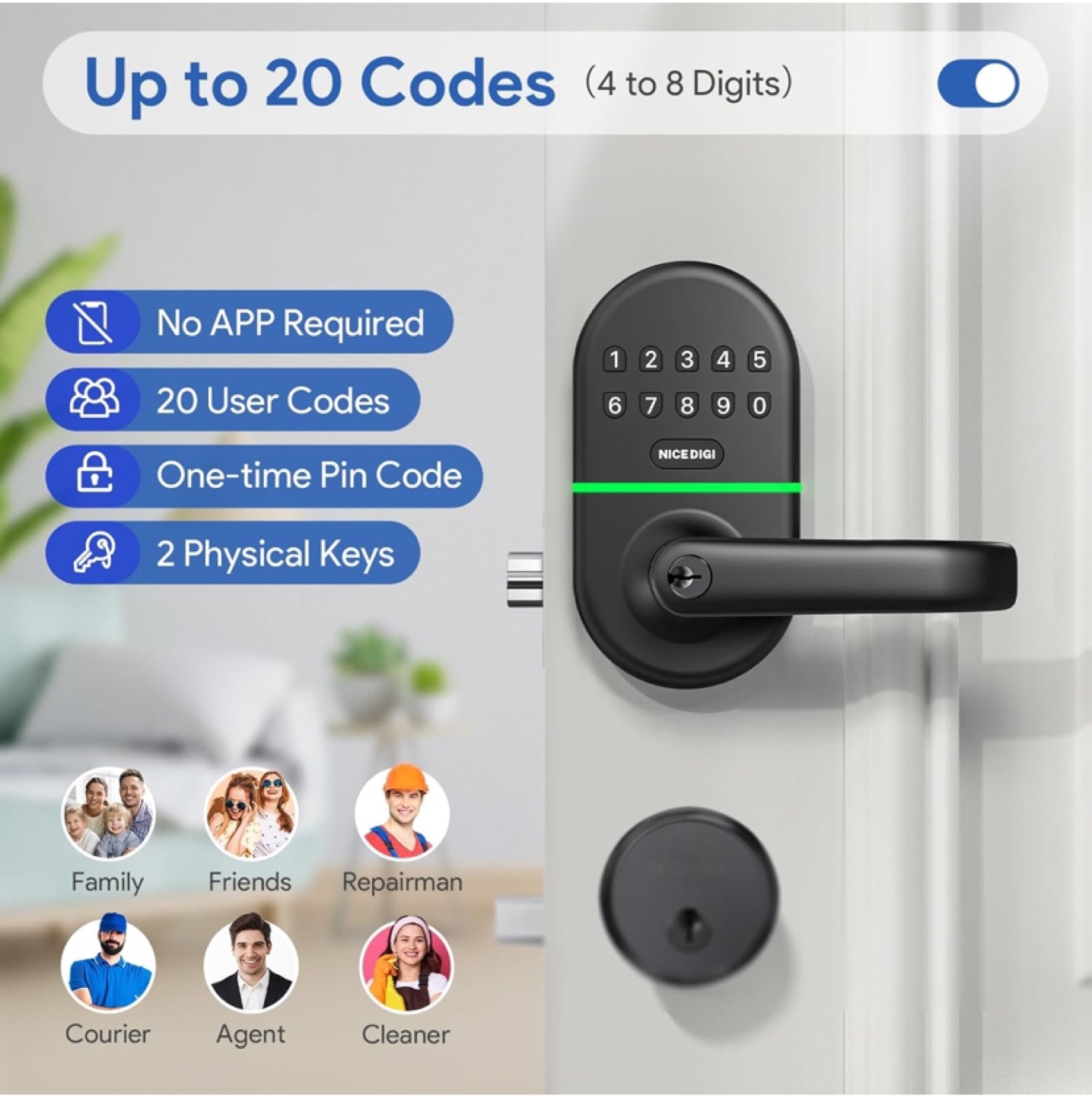 NICE DIGI Keyless Entry Door Lock with 20 User Codes - photo 2
