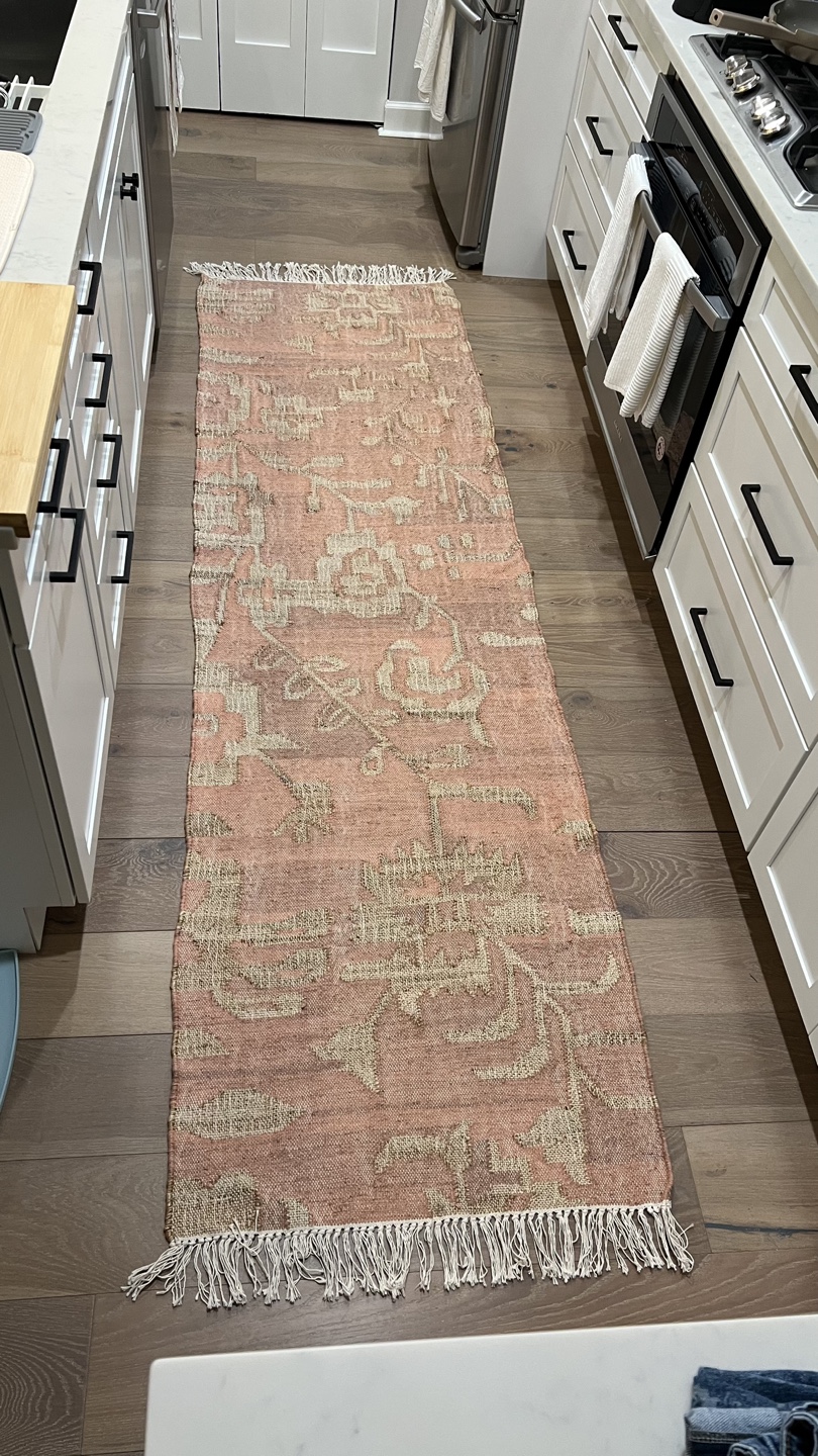Pink and Beige Woven Runner Rug