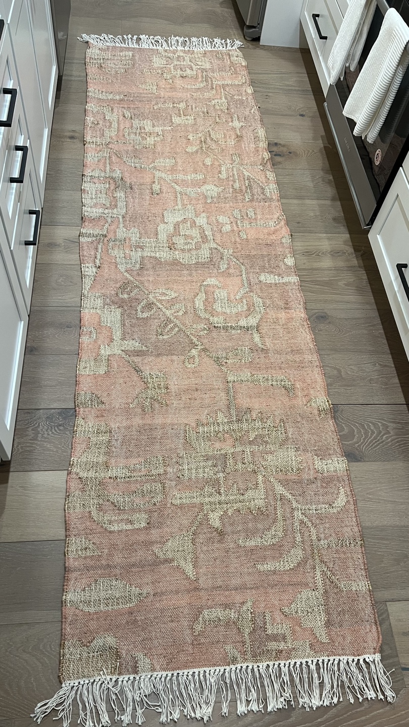 Pink and Beige Woven Runner Rug - photo 2