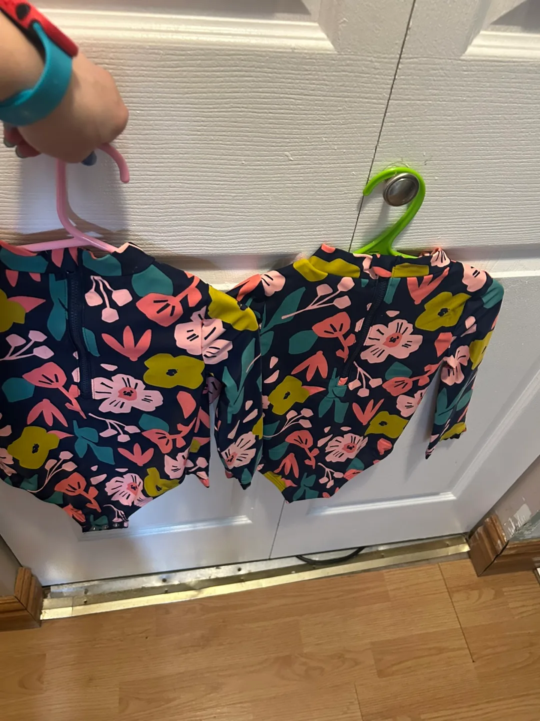 Girls' Size 3T  Floral Long Sleeve Rash Guards (2 Pack) thumbnail