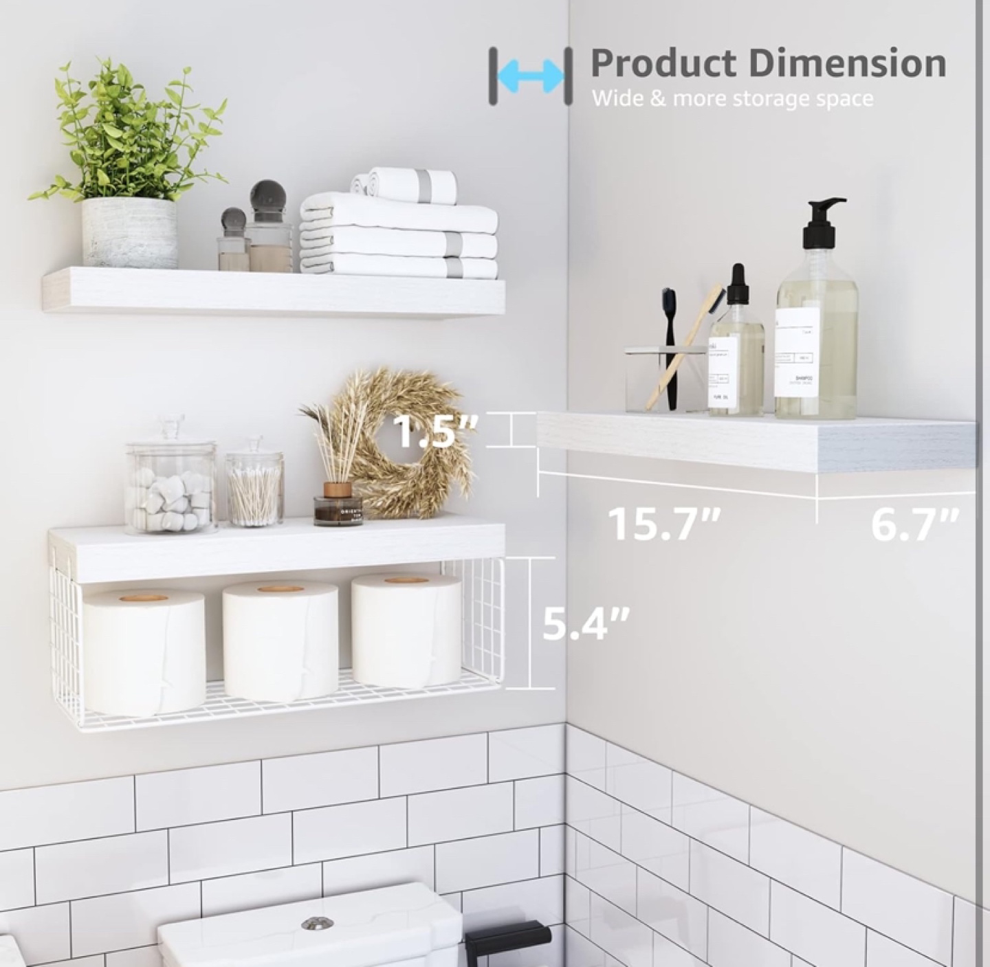 Wall Mounted Floating Shelves Set of 3 - New - photo 3