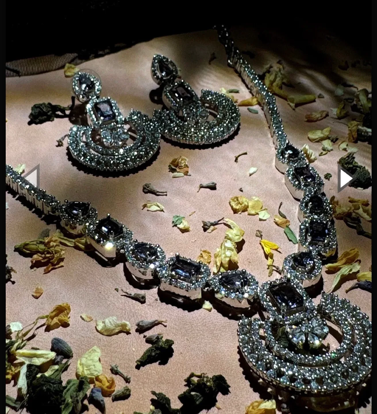 Silver Cubic Zirconia Necklace and Earrings Set thumbnail