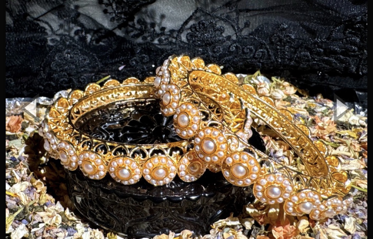 Gold Bangles with Pearls