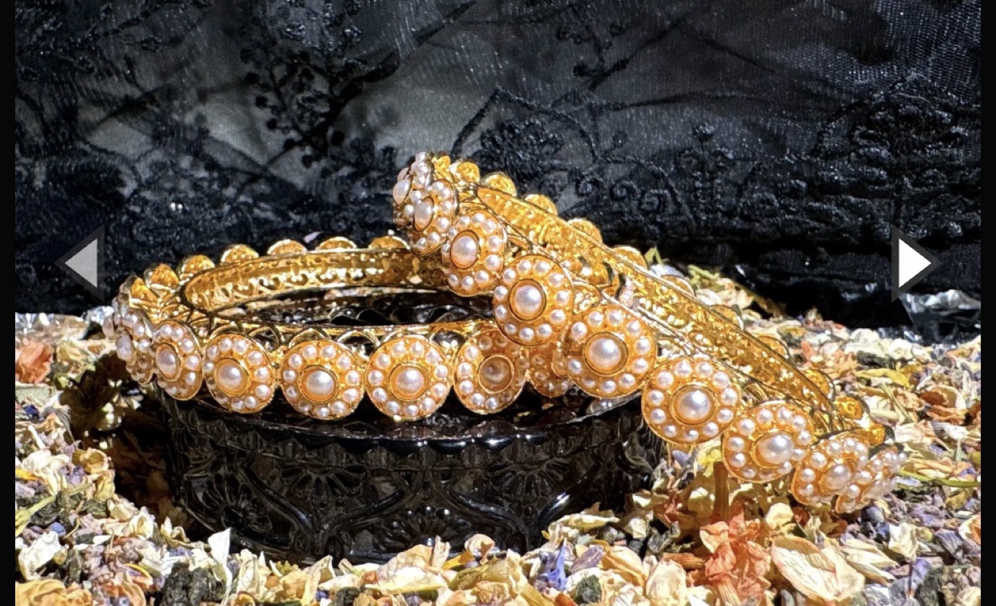 Gold Bangles with Pearls - photo 2