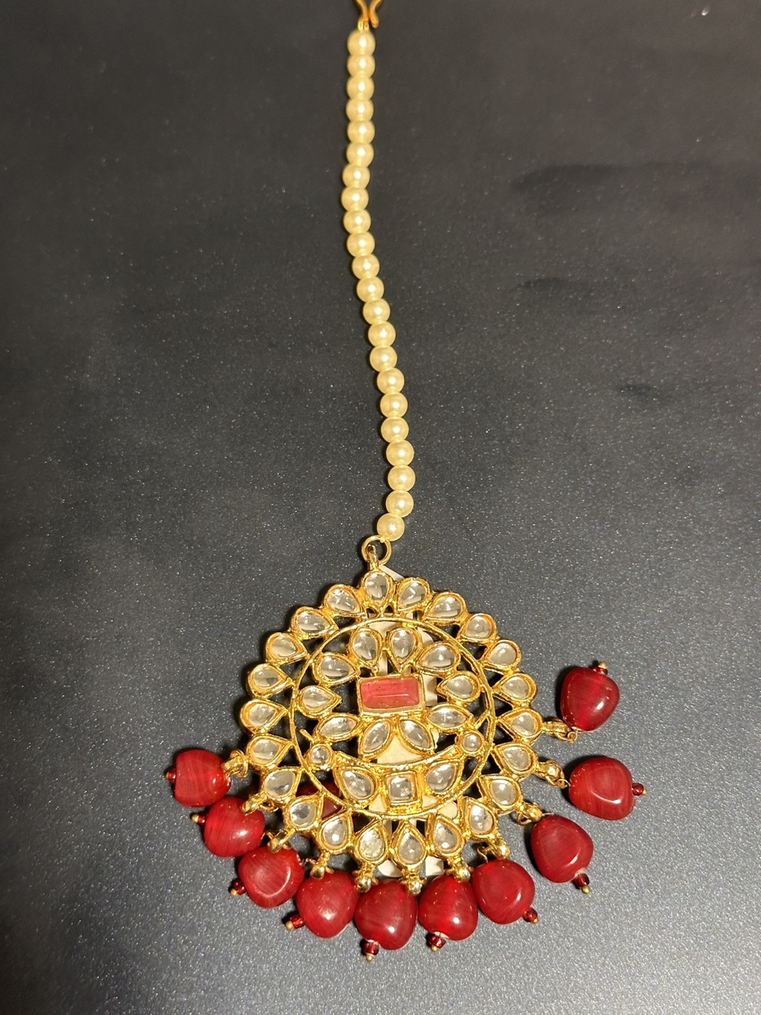 Maang Tikka Red and Gold