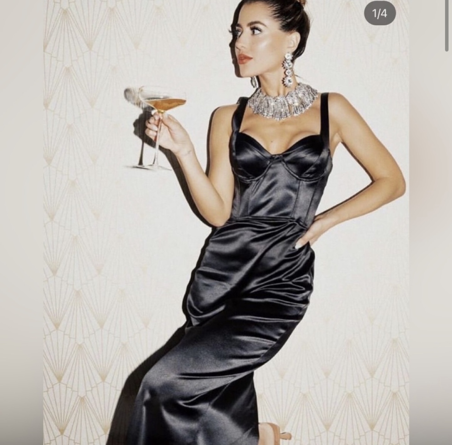 Zara Stunning Black Satin Midi Dress XS - photo 2