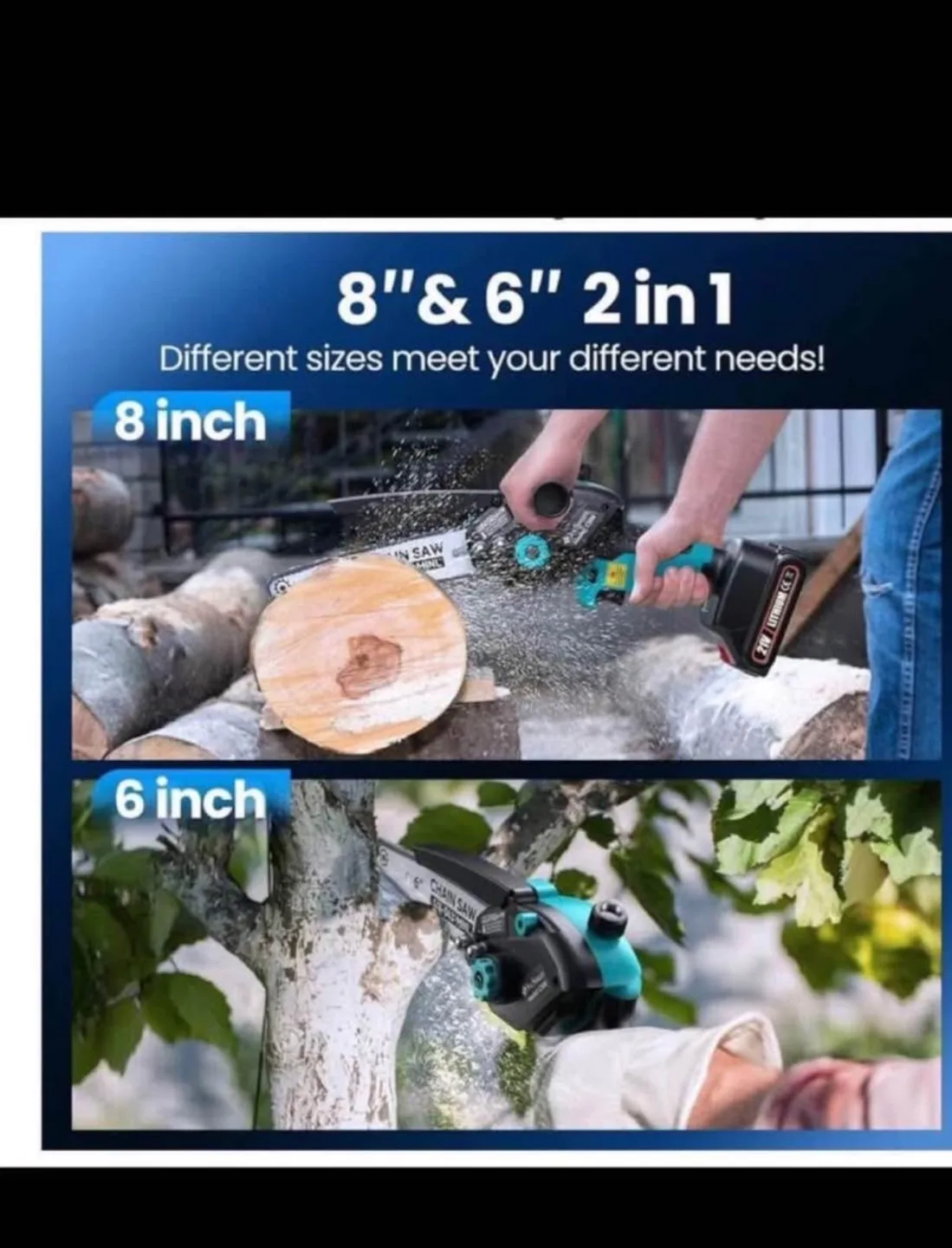 DocSmart 2-in-1 Cordless Chainsaw(8-inch &6-inch) image indicator(3)