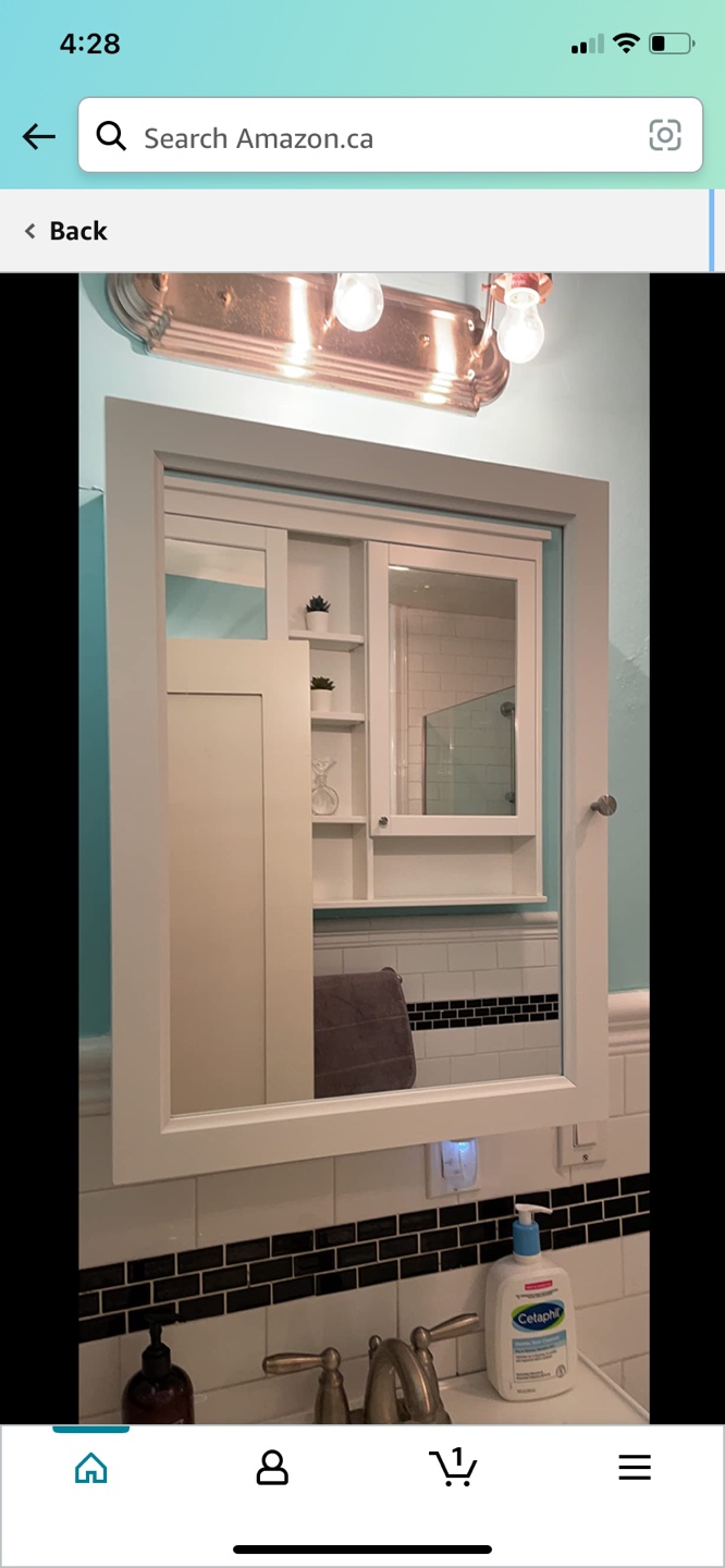 Tangkula Mirrored Bathroom Cabinet, White - photo 3