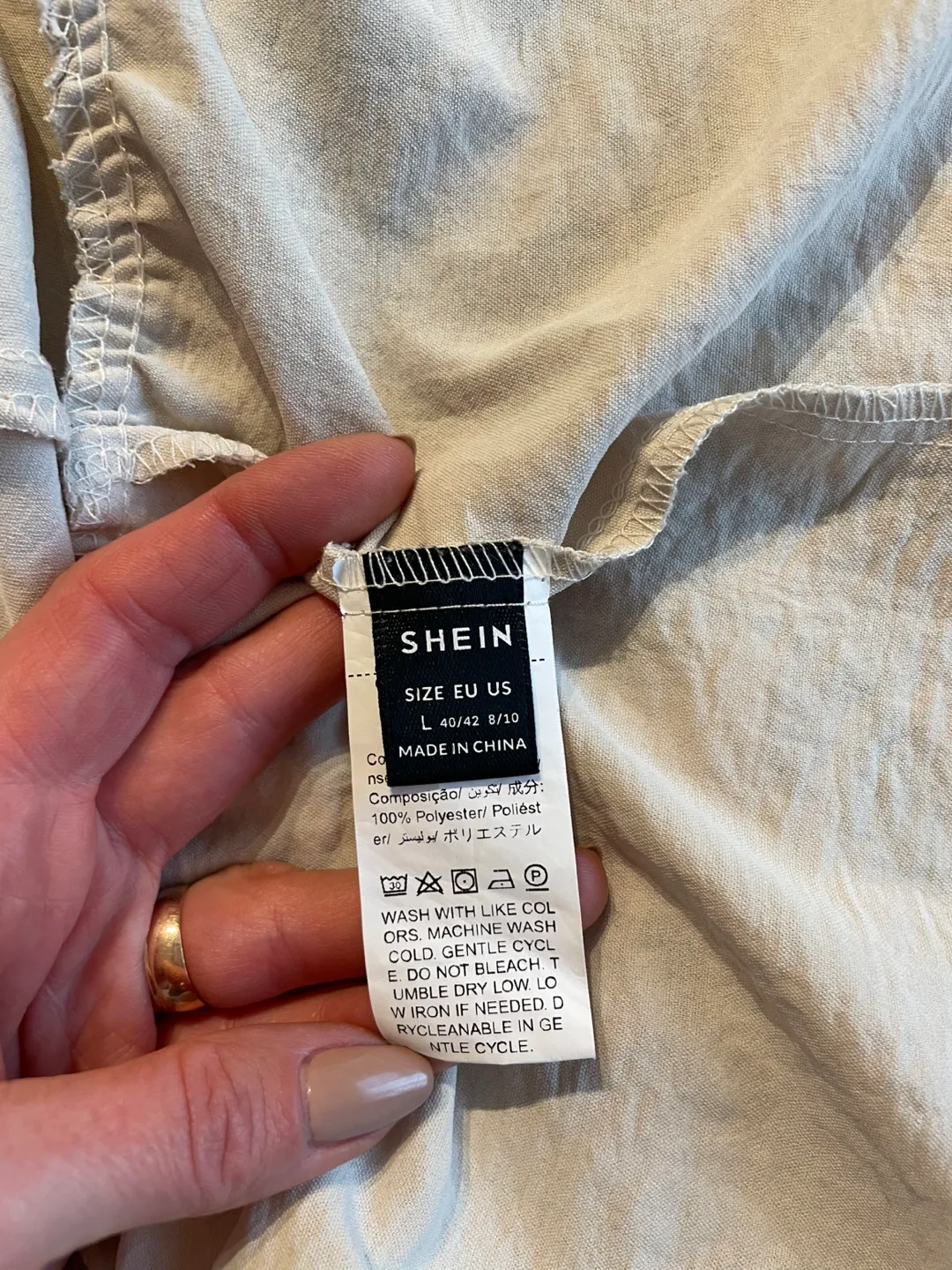 SHEIN Beige Mini Dress Size Large image indicator(3)