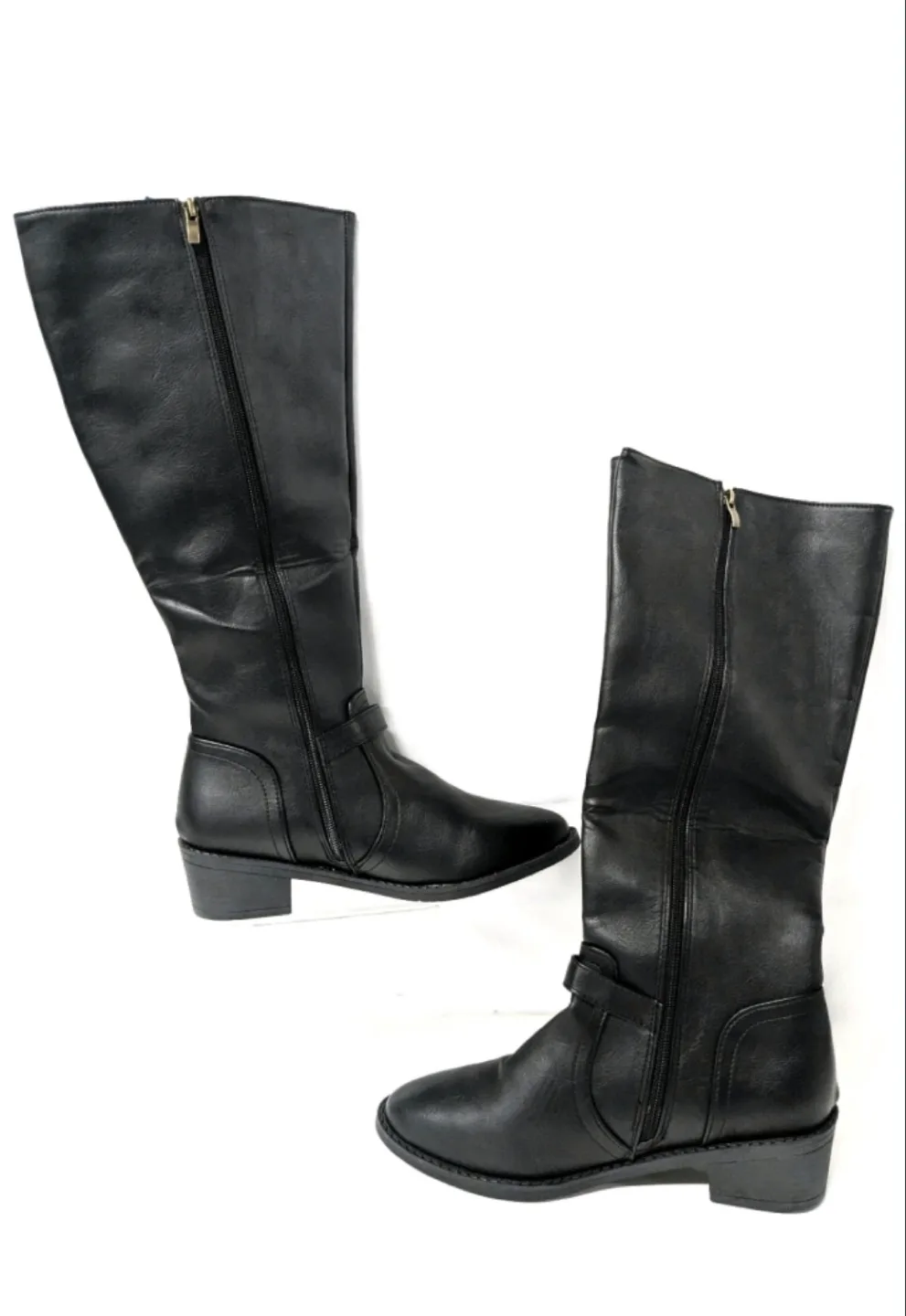 Women's Vegan Leather Calf-High Heeled Boots image indicator(3)