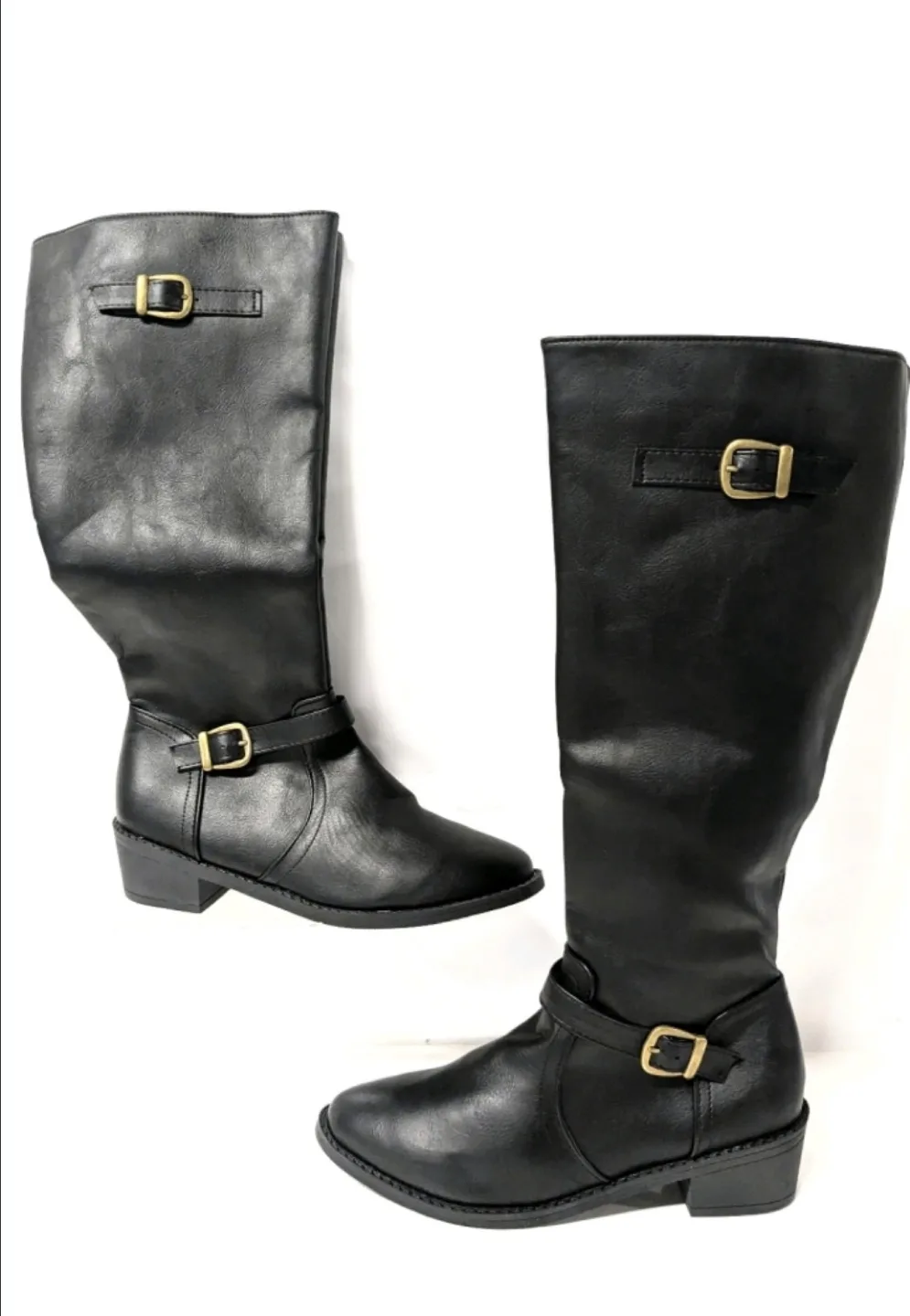 Women's Vegan Leather Calf-High Heeled Boots image indicator(2)