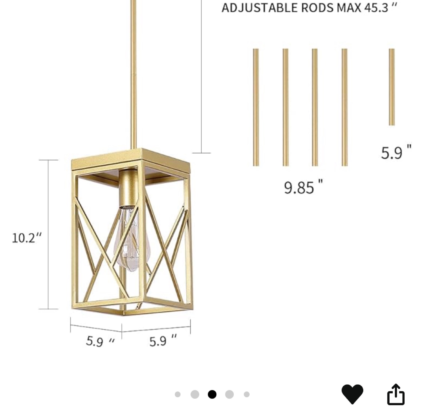 Pair of Gold Geometric Pendant Lights - photo 4