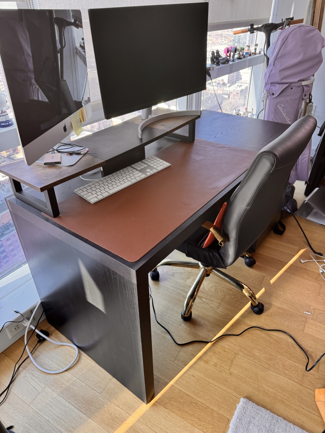 Ikea Malm black desk with a black chair