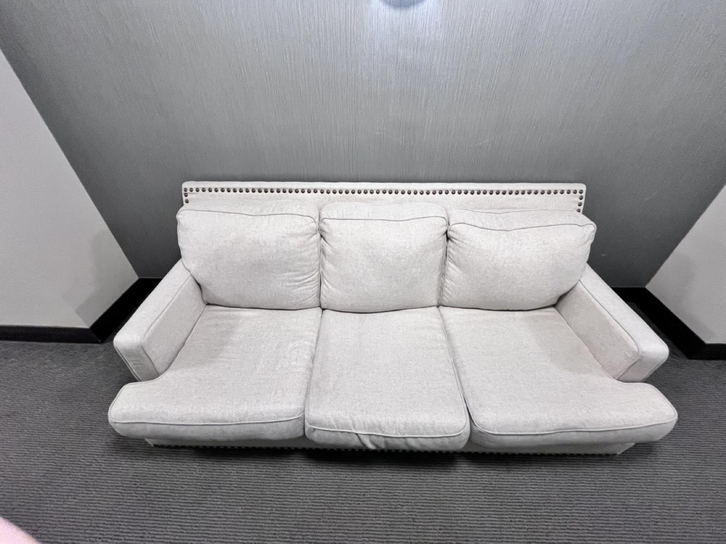 Off-White Sofa with Nailhead Trim - photo 3