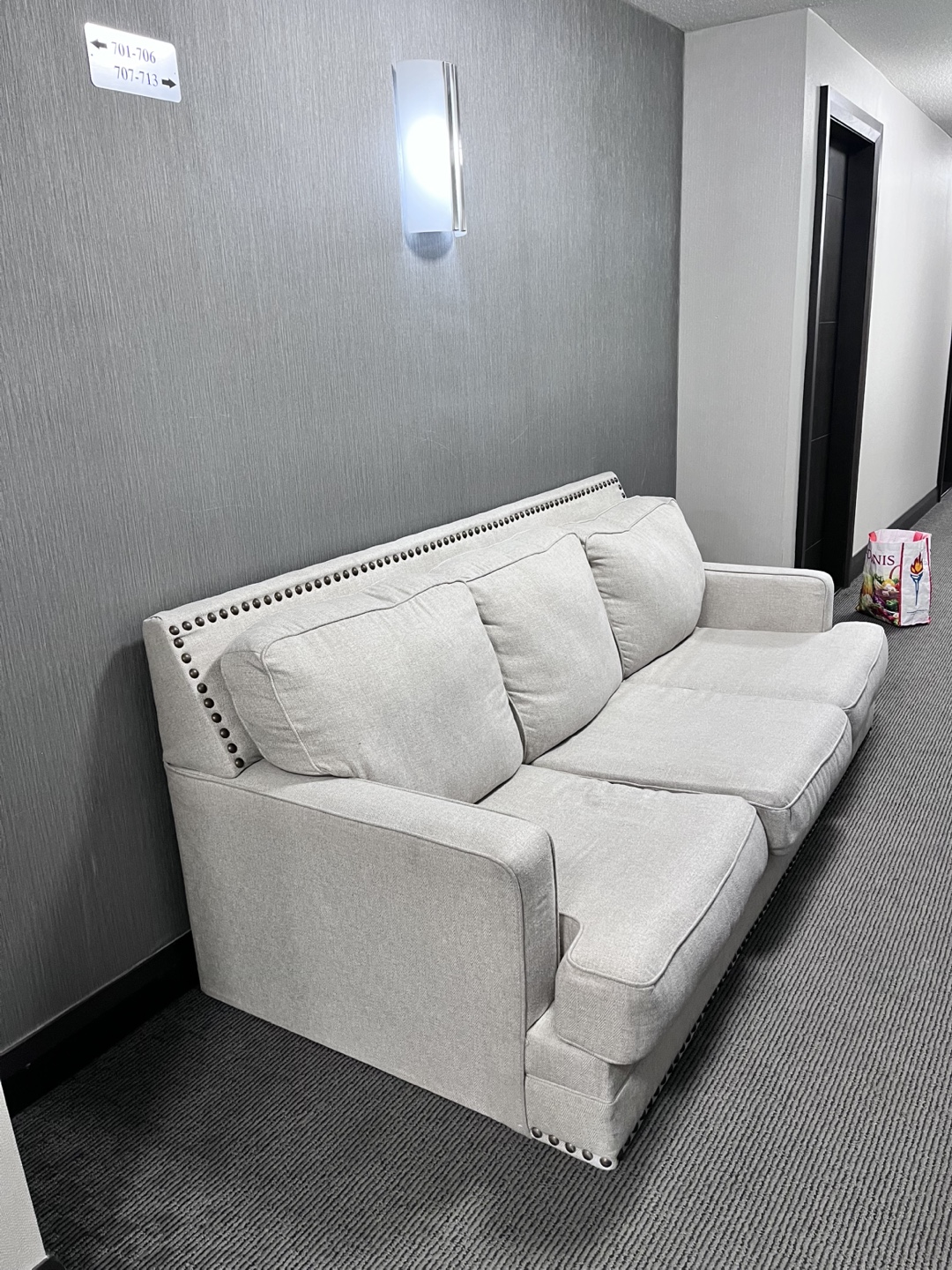 Off-White Sofa with Nailhead Trim - photo 2