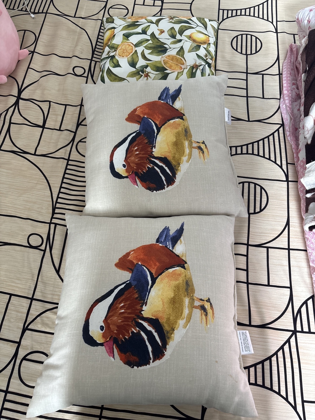 Three Decorative Throw Pillows