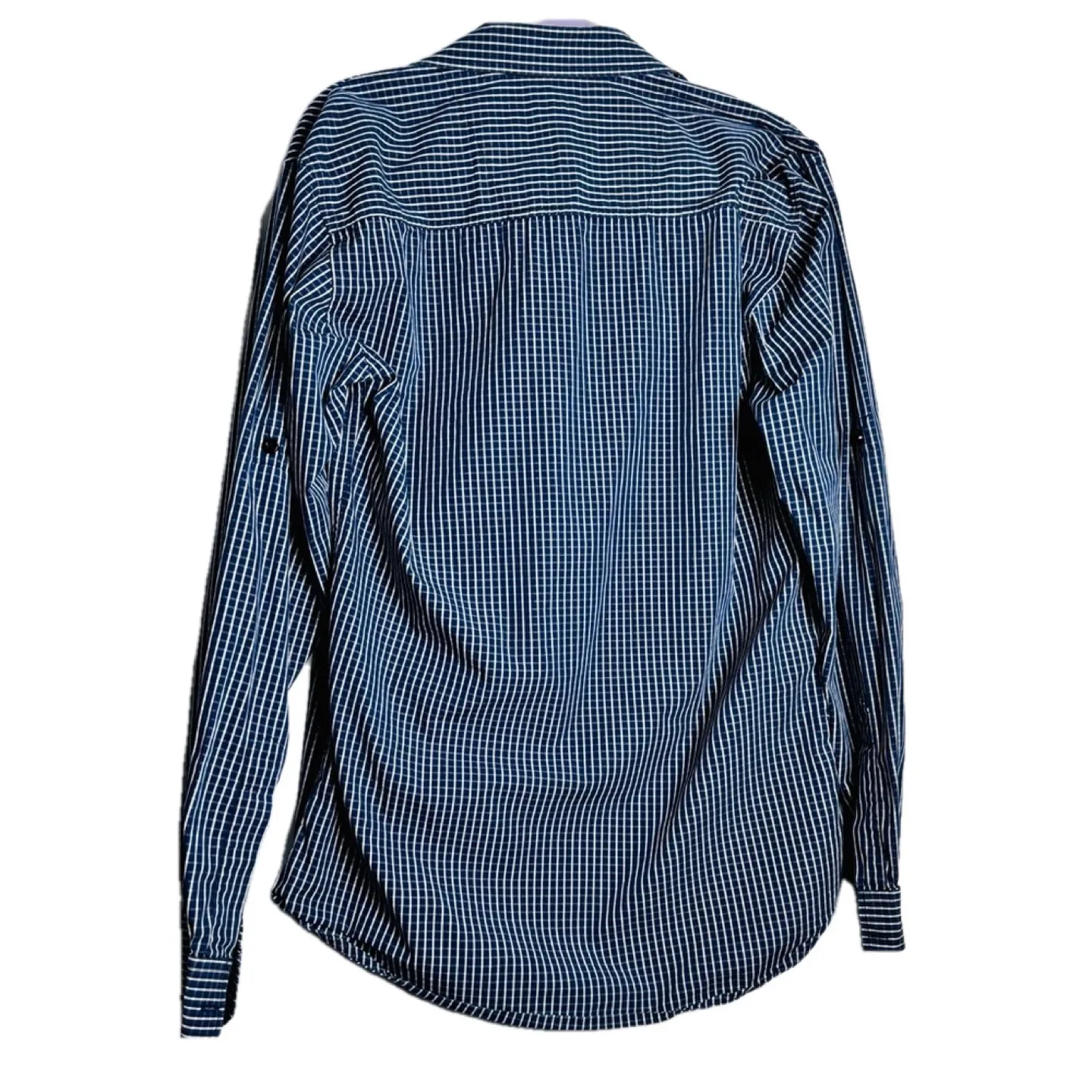 Zara Man Navy Blue & White Checkered Slim Fit Dress Shirt image indicator(3)