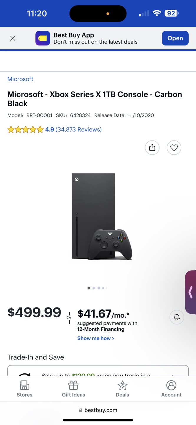 Xbox Series X 1TB Console - Carbon Black
