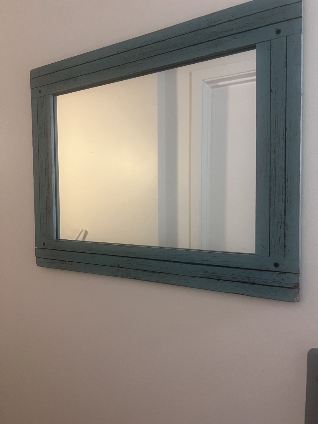 Rustic Blue Rectangular Wall Mirror